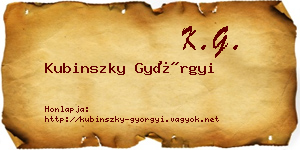 Kubinszky Györgyi névjegykártya